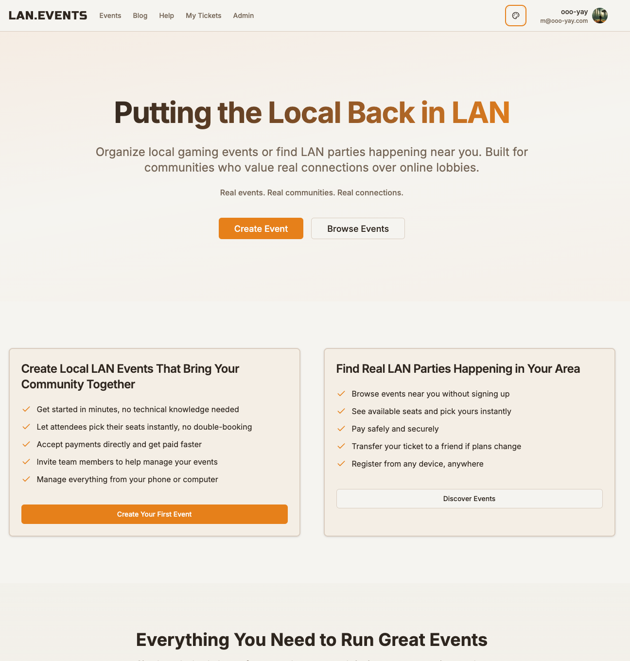 lan.events platform screenshot